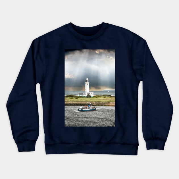 Hampshire Hurst Point Lighthouse, England art Crewneck Sweatshirt by BarbaraGlebska